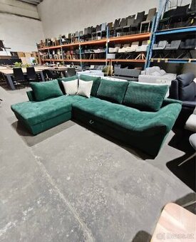 Zelená manšestrová rozkládací pohovka Moss II - nová