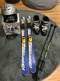 Dětské lyže, hůlky, lyžáky a brýle-cena celkem - 1
