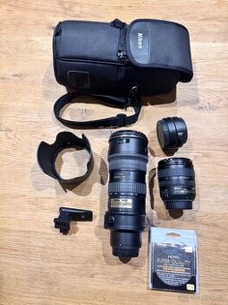 Nikon 70-200 AF-S VR 2.8 G + Nikon 18-70 + příslušenství