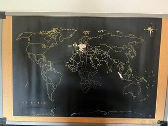 Mapa světa černo - zlatá - 1
