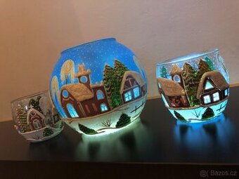 Ručně malované skleněné svícny