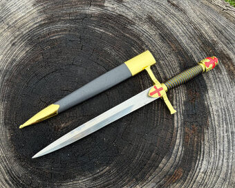 Dekorativní křižácká dýka s pochvou - replika na zeď