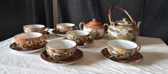 Japonský čajový set (Meidži)  s Litofanií gejši (průsvitkem)