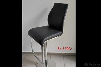 2x barová židle Holly černá kůže + chrom