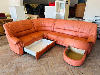 495 Kožená rohová sedací souprava sedačka HUMMEL