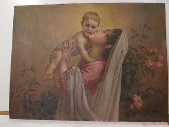 Obraz svatý motiv, malba Karel Medlík 20.9.1860 Nová Paka