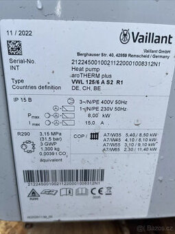 Vaillant aroTHERM plus VWL 1256 A tepelné čerpadlo vytápění