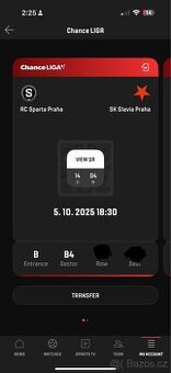 2 vstupenky - Sparta vs Slavia
