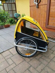 Vozík za kolo pro 2 děti včetně brašny