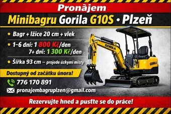 Pronájem minibagru Gorila G10S – Plzeň