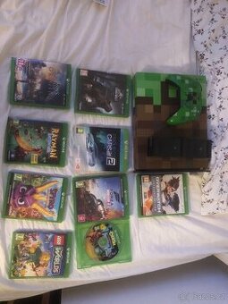 Prodám xbox one S minecraft edition + hry(9)