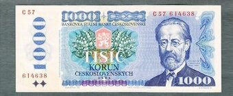 Staré bankovky 1000 kčs 1985 Smetana pěkný stav