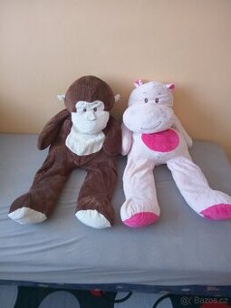 Plyšové hračky - opice a hroch