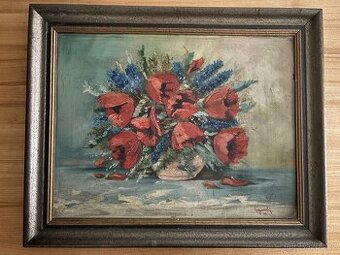 Obraz Jan Javorský, Vlčí máky 1975, olej 60x75