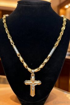 zlatý řetízek s přívěskem kříže