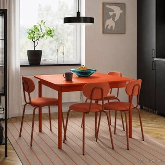 IKEA židle 4ks + jídelní stůl | Oranžové
