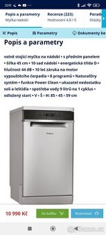 Myčka nádobí Whirlpool WSFO 3O34 PF X nerez