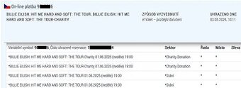 PREDÁM 2x lístok na Billie Eilish, písať MAIL