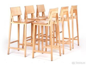 6x těžké dubové barové židle