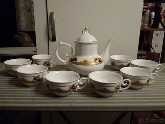 Čínský porcelánový čajový set, konvice a šálky nepoužitý.