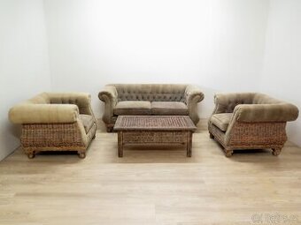 Sedací souprava na terasu (ratan/masiv/látka)