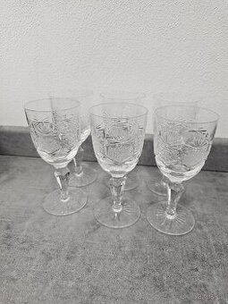 ​Sada broušených sklenic na víno – křišťál – 6 ks