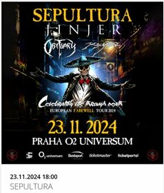 SEPULTURA Praha O2 Universum 23.11.2024 - prodám 4 lístky