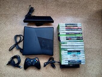 Xbox 360 s HDD 250 GB,kinect,ovladac a 17 her