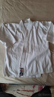 Kimono dětské na karate 130 s bílým páskem 100% bavlna