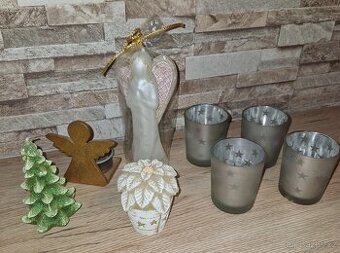 Vánoční dekorace svíčky, svícny,šišky