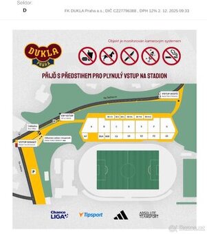 4x VIP - Dukla Praha vs. Liberec 06.12. (15:00-18:00)