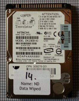 2.5" HDD PATA IDE 40GB - testovane