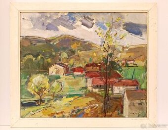 Obraz Jana Lieblová, ves na Vysočině, olej 63x73