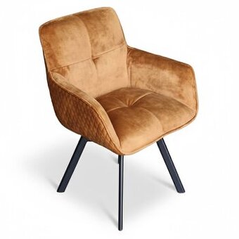 VÝPRODEJ – NOVÉ Luxusní Otočné Jídelní Židle (6 ks) – JANTAR