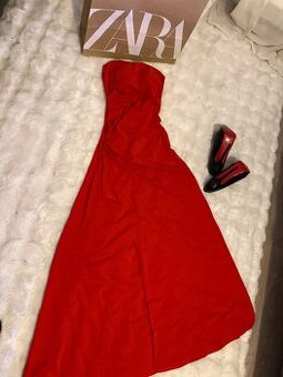 Zara maxi saty dlouhe cervene korzetove  cerne 36