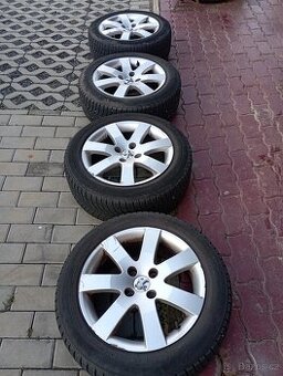 Alu disky Peugeot 7x16, 4x108, ET 32, zimní pneu 5x