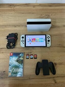 Nintendo Switch OLED model v záruce do 30.7. 2027 +4x HRA
