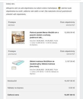 palanda - vysoká postel - nová