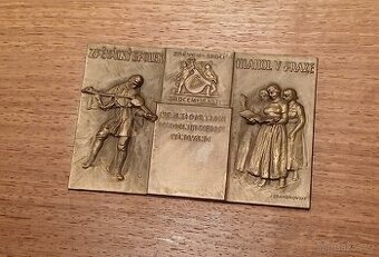 BRONZOVÁ PLAKETA - J.DRAHOŇOVSKÝ r.1911- 50.VÝROČÍ HLAHOLU