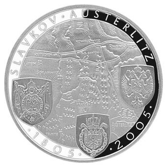 Stříbrná mince 200Kč Bitva u Slavkova 200. výročí 2005 PROOF