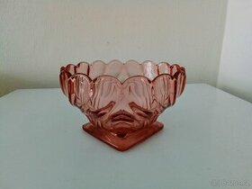 Starožitná, skleněná mísa - rosalinové sklo
