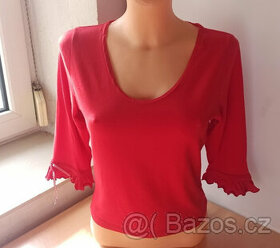 Červená halenka, tričko s mašličkami M - XL - 1