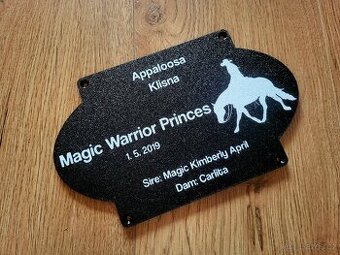 Cedulka se jménem koně na box