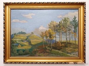 Obraz Chalupy v kopcích 1934, olej 58x77