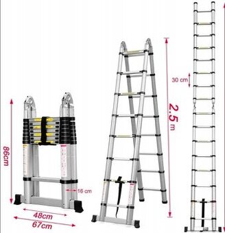 Teleskopický žebřík skládací 5 m hliníkový 150 kg