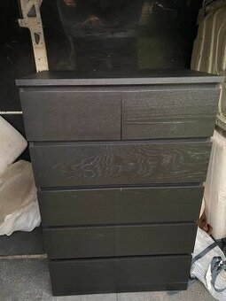 IKEA Malm komoda se 6 zsávuakmi - černohnědá