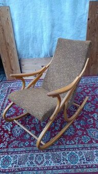 Houpací křeslo čalouněné, světlé dřevo,TON