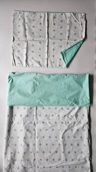 Dětské povlečení do postýlky - mint, bílá s hvězdičkami