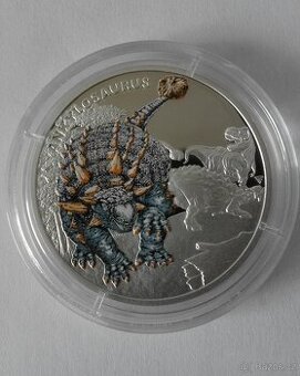 Stříbrná mince Pravěký svět - Ankylosaurus proof