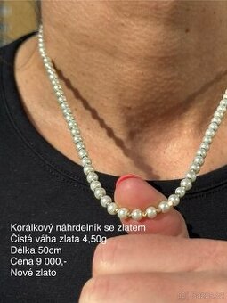 Korálkový náhrdelník se zlatem 4,50g